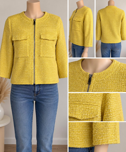 Damen tweed jacke - jacke, gelb