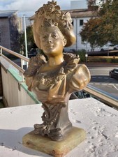 LEON DESCHAMPS  1860-1928  ART DECO Bronze Büste Frau Original