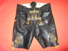 Trachtenlederhose Plattlerhose  Wildbocleder Gr. ca. 50-52 Gelb bestickt