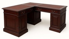 Partnerdesk englischer Schreibtisch Antik Eckschreibtisch Mahagoni Bürotisch