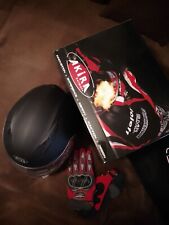 Motorradhelm Integralhelm, Schwarz, Handschuh Rot/Schwarz