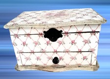 Schmuckschatulle Elegantes Geschenk in Vintage Holz Schublade weinroter Stoff