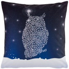 Kissenhülle 40 x 40 Kissenbezug Weihnachten Kissen Dekokissen Eule Sterne Winter
