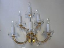 Große prunkvolle Lüster Wandlampe 6 flammig Feuervergoldet mit Kristallglas