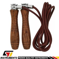 Profi Leder Springseil Holzgriffe Boxen Seilspringen Speed Rope Jogging NEU
