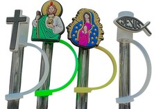 4 Pack Religious Straw Toppers