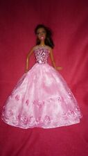 Barbie Puppen Kleid Rosa Pailletten Ballkleid Prinzessin Brautkleid Hochzeit K60