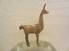 VINTAGE LAMA KAMEL ALPAKA GOLDENE MESSING TIER FIGUR SKULPTUR ALT ÄLTER 8cm 50g