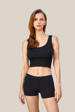 Damen Top kurz mit Spitze in