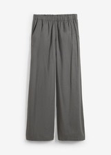 Flanell-Hose mit weitem Bein Gr. 52 Grau Meliert Damenhose Freizeit-Pants Neu