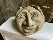 Haus Garten Wächter Gartengeist Graf Stein Gesicht Kunst Sandstein Antik Pe 29