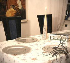 Weihnachtliche TISCHDECKE gesäumt Jacquard-Stoff mit Marmorstruktur STERN