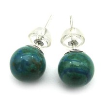 Ohrstecker Chrysokoll stabilisiert Kugel 8 mm 925er Silber rhodiniert