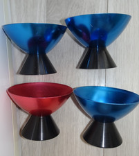 4 DDR Eisbecher / Eisschalen - Aluminium eloxiert 3x blau 1x rot