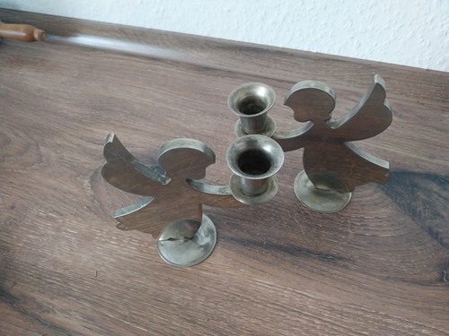 2engel kerzenhalter versilbert - kerzenhalter,