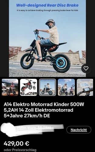 A14 elektro kinder - kinder, motorrad