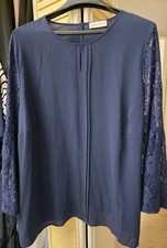 Bluse Shirt Tunika Ärmel Spitze Blau Biese Judith Williams 52 ❤️