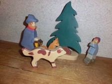 Holztiger Ostheimer Figuren Hirte Nachtwächter Tanne Fuchs Junge flötend Hund