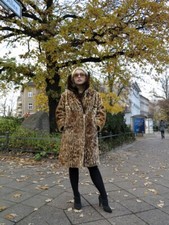 Damen Fellmantel Kunstfell Leopard  80er True VINTAGE 80s women's fake fur coat 