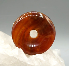 FEUERACHAT Donut ca 45 mm  Pi-Scheibe mit Lederband AA-Qualität Feuer Achat a2