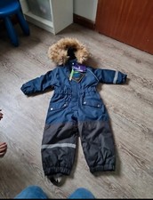 Skianzug Skioverall blau/schwarz Gr. 92/98 zigzag