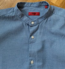 Hugo Boss Stehkragenhemd Gr. M - Blau -