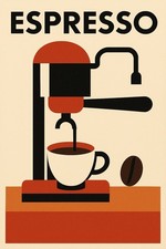 Espresso Barista Bauhaus De Stijl Gemälde Malerei Poster Kunstdruck Kunst Art