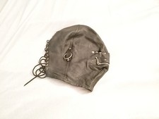 Leder Kopfmaske, Ledermaske Kopfhaube, echt Lederreissverschluss, hinten Bänder