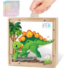 Sparschwein Kinder Dinosaurier Acryl Kunststoff Holz mit Buchstaben DIY
