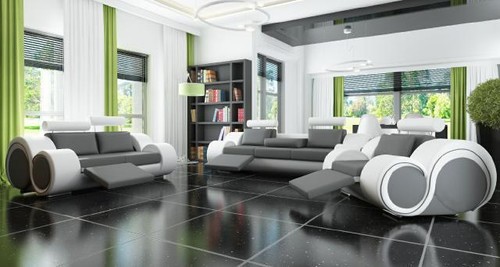 Leder sofa sofagarnitur 321 - leder,