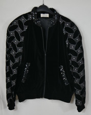 ALBA MODA Traum Samt Jacke Schwarz Pailletten Glitzer Edel WOW Größe 44/46 TOP!