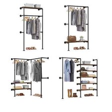 Kleiderstange industrial schwarz, Kleiderständer für Wandmontage shei