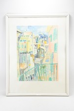 C25N07- Aquarell Stillleben Ansicht Genua verso bezeichnet Alber Botzenhard 1956