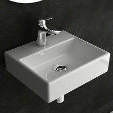 Alpenberger Handwaschbecken Gäste WC Waschbecken Keramik Waschtisch mit Hahnloch