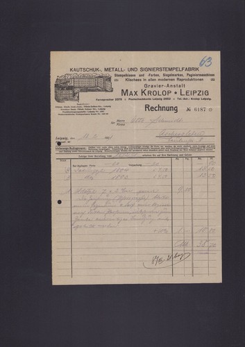 Leipzig rechnung 1921 max - rechnung, 1921,