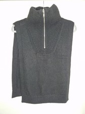 H&M Damen Kragen Pullover  Rollkrageneinsatz Schwarz Reißverschluss