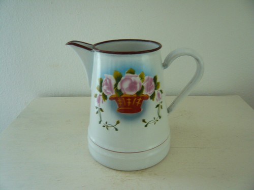 Alte emaille kanne rosendekor - emaille,