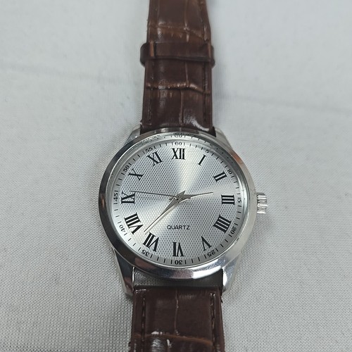 Herren uhr quartz silber braun - herren,