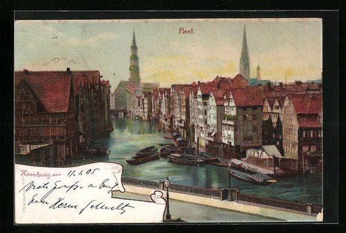 Lithographie alt hamburg - lithographie, alt-hamburg