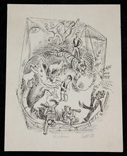 Lothar Sell ,Original signierte Kunstgrafik " Zirkus " ,1980