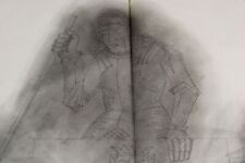 A19/ Entw Zeichnung f Fahne - Ritter tötet Drache - Burglengenfeld - 71x52 /318