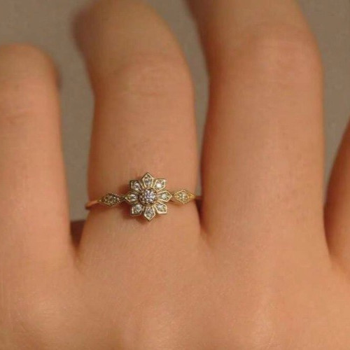 18k vergoldeter ring - 18k, blume