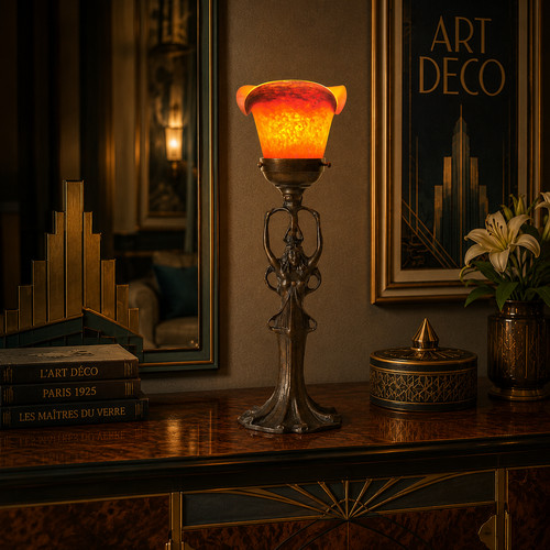 Bronze art deco tischleuchte - bronze,