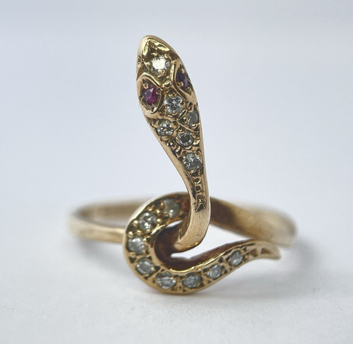 Vintage schlangenring 9ct - schlangenring,