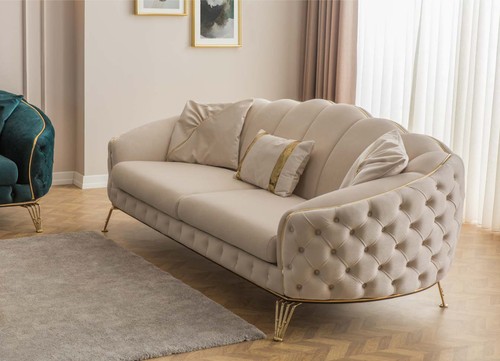 Modern chesterfield beige sofa - modern,