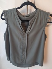 Viskose Bluse Top olivgrün Gr 38 dunkelgrün grün Only ärmellos Khaki
