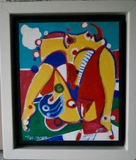 Otmar Alt Art, großes Gemälde Figuren .Bild im Schattenfugen Signiert.u. Datiert