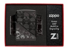 Zippo Feuerzeug "Skull Design Armor Case 360° MultiCut Engraving" Neu & OVP