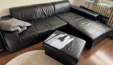Ecksofa Couch in echt Leder ! + Hocker