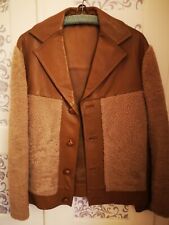 SELTENE Vintage Herren LEDERJACKE MIT LAMMFELLBESATZ